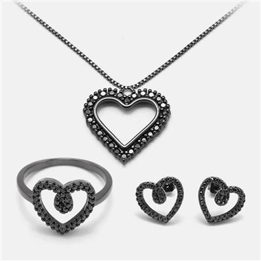 Musta kullattu sydänkorusetti