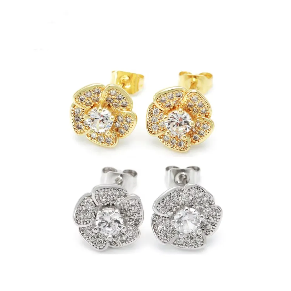 Vintage kullalla & rodiumilla päällystetyt kukkakorvakorut